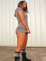 Wearing nothing but a thong and kinky boots