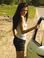 Teen hitchhiker Ariel convinced to fuck outdoor