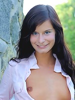 Nubiles.net Megane - Sweet green scenery with this slender teen stripper posing naked outdoor