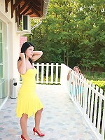 Hot brunette teen balcony banged