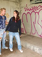 Sexy teen couple fucking outside