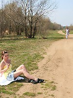 Very horny girl fucking outdoors