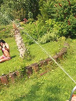 Teen gets wet and fucked outside