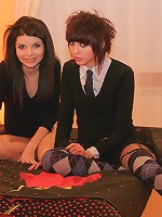 Two sweet EMO teens kissing and undressing each other!