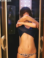 Cute brunette teen gets very wet and horny in shower