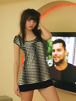 Nude skinny teen Kaira posing in her long scarf