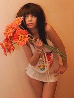 Petite brunette teen Kaira plays in her cute skimpy dress