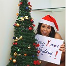 Fully naked teen girl waits for you under Cristmas tree