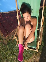 Barely legal 18yo teen plays naked in swimming pool