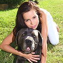 18yo cutie Kiki plays with cane corso outdoors
