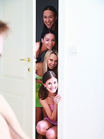 Sweet 18yo teen Caprice participating in group sex contest