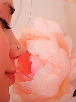 Petite teen Caprice shows her pussy & small pink clit