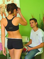 Caprice penetrated in all holes on the massage table