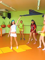 Horny 18yo schoolgirls turn aerobics class into sex orgy