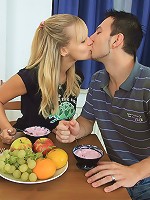 The newest addition to the menu is cum glazed teen tits. After an intense sucking and fucking session, this horny teen soon has her huge, all natural boobs covered with a messy load of cum.