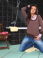 This gorgeous brunette teen loves to take a bath but more than that she loves stripping off to take a bath because as she watches her tight body in the mirror she lets her fingers tease her warm wet pussy!