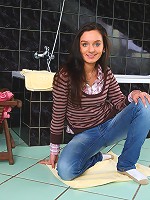 This gorgeous brunette teen loves to take a bath but more than that she loves stripping off to take a bath because as she watches her tight body in the mirror she lets her fingers tease her warm wet pussy!